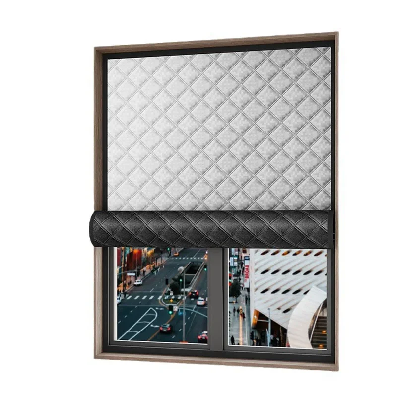 Winter Windproof Door Curtain Thickened Grid Warm Door Curtains Self Absorbing Air Cotton Door Curtain Coldproof Waterproof Home