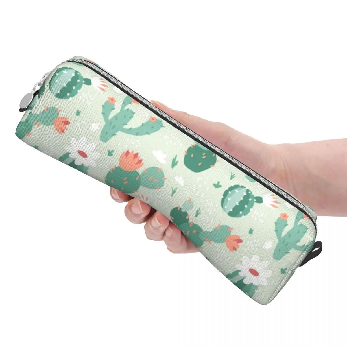 Lovely Cactus Flower Pencil Cases Jungle Tropical Green Plant Pencil Box Pen Holder for Student Large Storage Bags Stationery