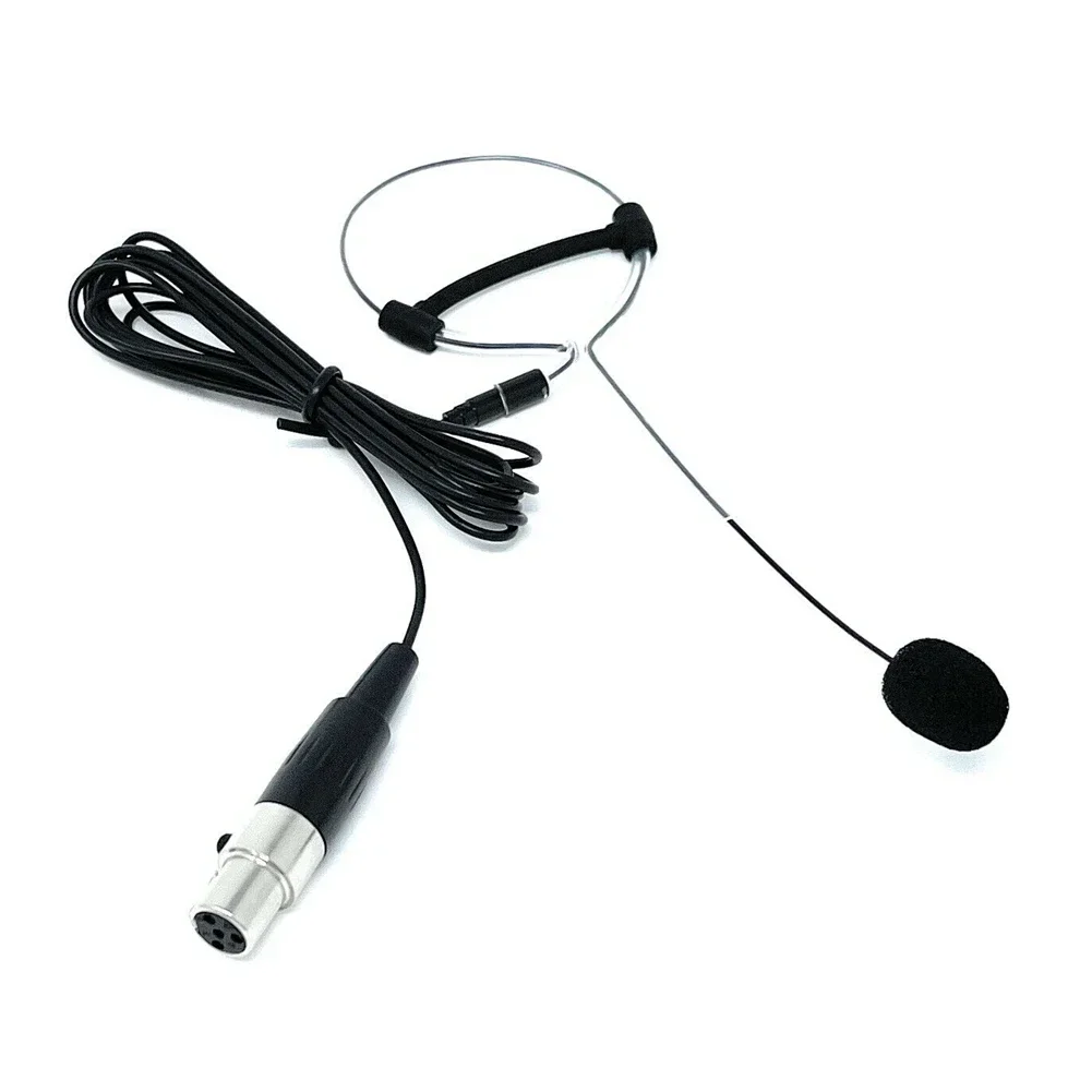 Headset Microphone Single Earhook Cardioid Mic XLR 4Pin Connector For Wireless Black Mic With Microphone Cover