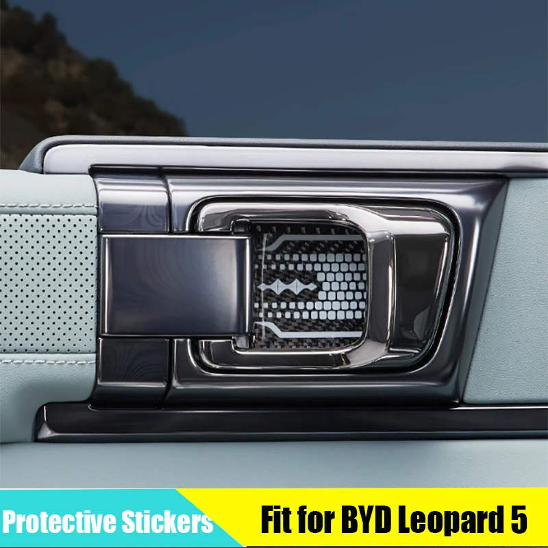 

Car Door Panel Carbon Fiber Pattern Drop Adhesive Sticker Fit for BYD Leopard 5 Interior Armrest Door Panel Protection Sticker