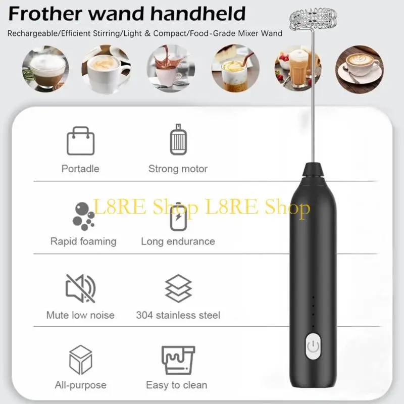 L8RE Rechargeable Milk Frother Handheld Electric Foam Maker Waterproof Whisk Drink