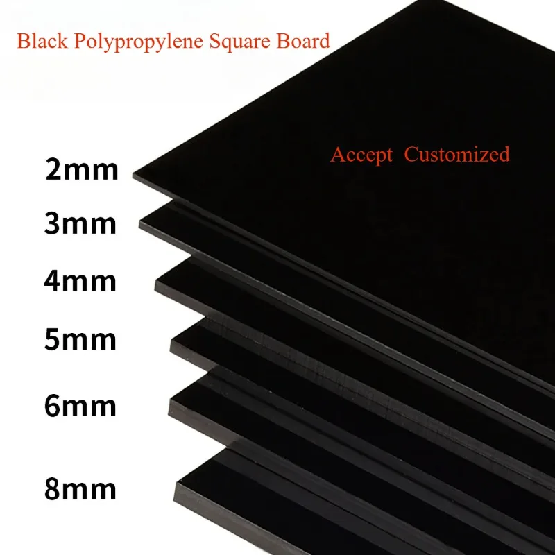 سمك 3 مللي متر-20 مللي متر أسود بولي بروبيلين مربع مجلس PP صفائح بلاستيكية لوحة 50x50/100x100/200x200/250x250/300x300 مللي متر #5