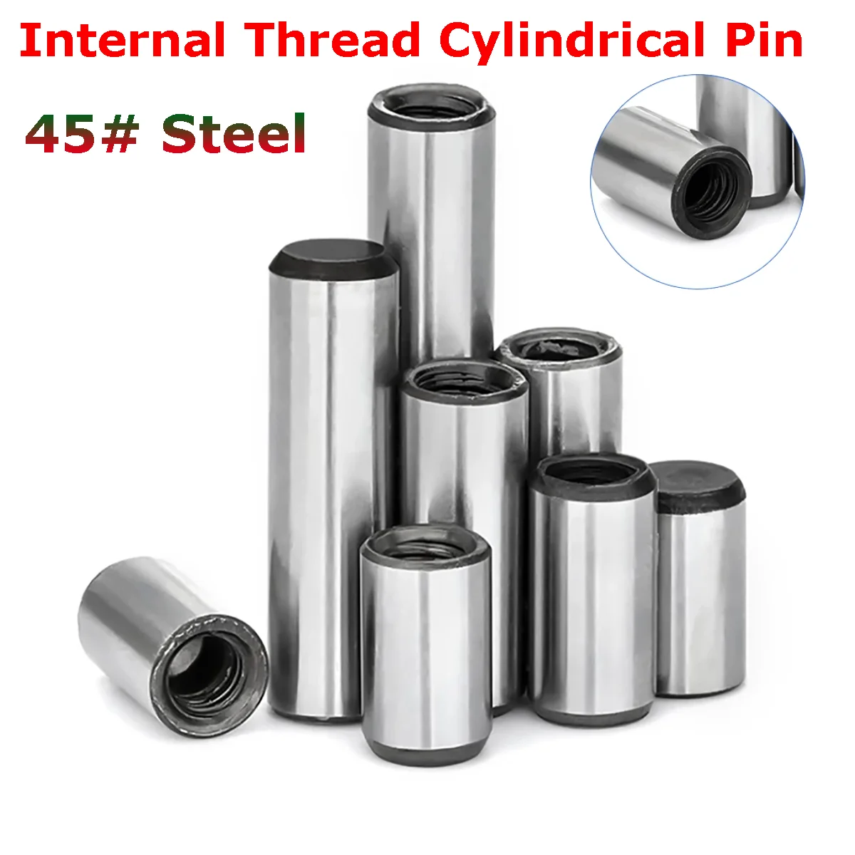 GB120 Hardened 45# Steel Quenched Single Internal Thread Cylindrical Pin Dowel Positioning Pins Ø 4-30mm with Female M2.5-M20