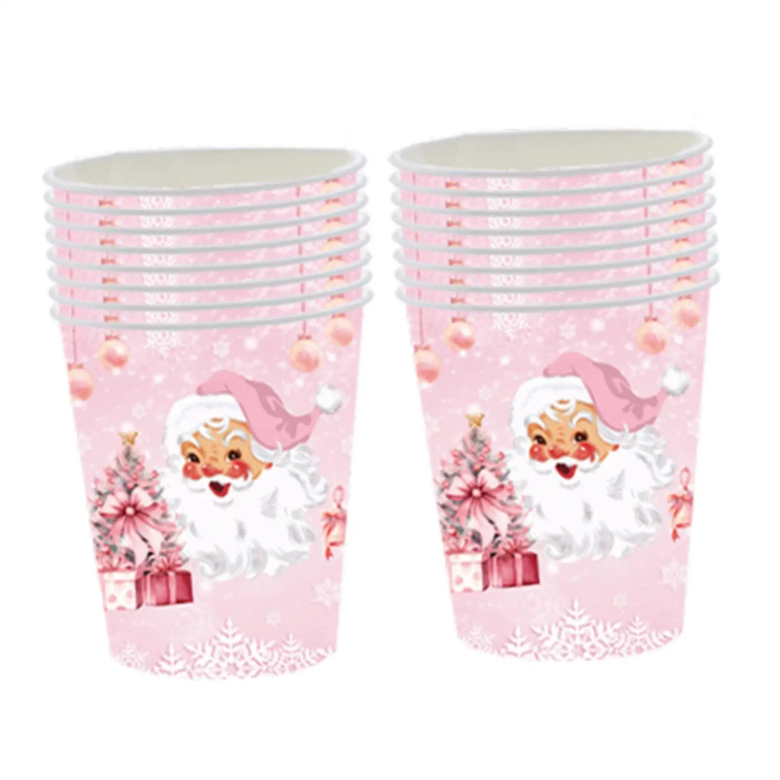 16x Disposable Paper Cups Christmas Party Themed Table Supplies Pink Paper Cups Santa Claus Christmas Cups Christmas Tableware