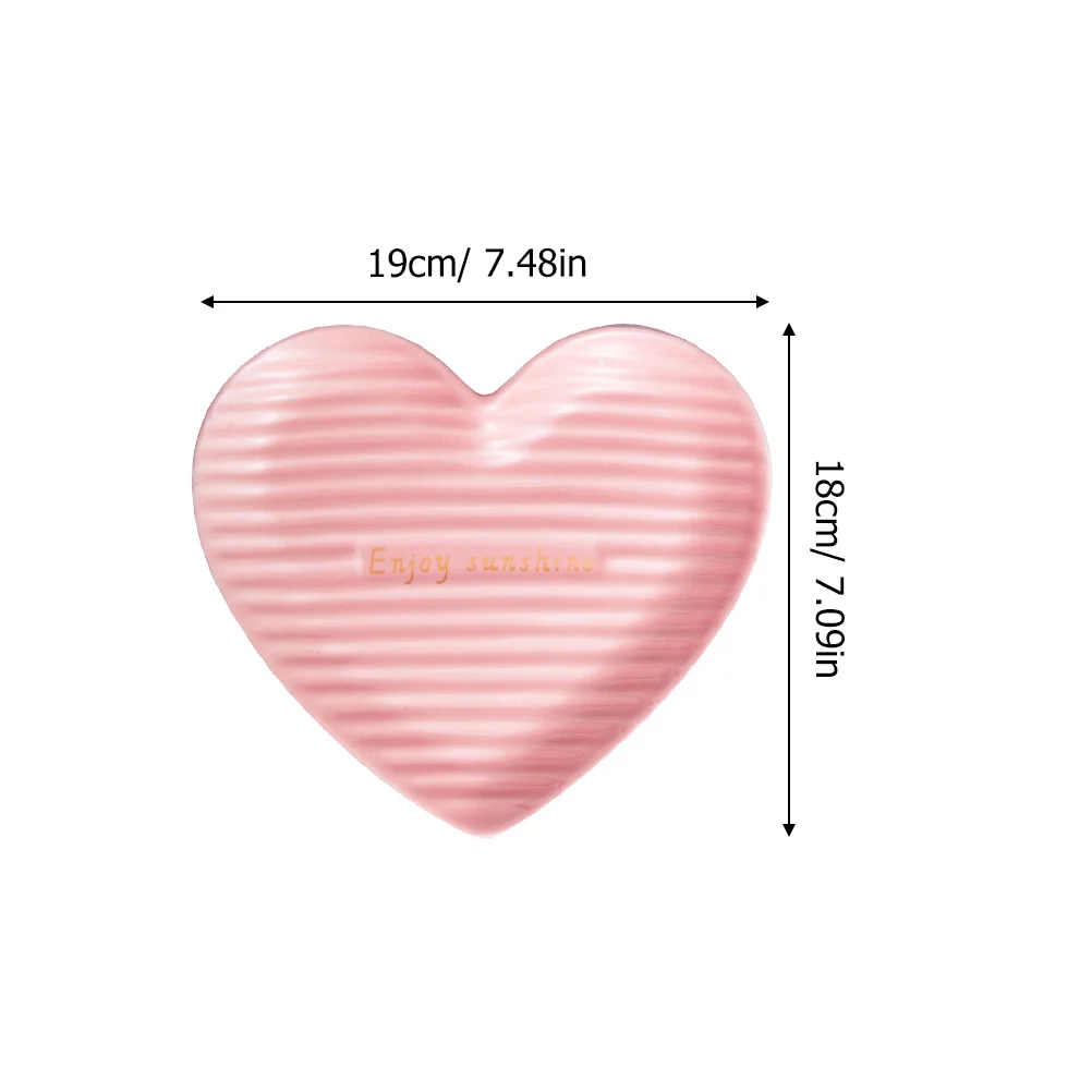1Pcs Love Shape Ceramic Plate Smooth Edge Food Dish for Steak Dessert Fruit Salad Serving Household Tableware Decor Item