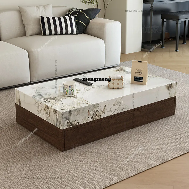 Italian Style Solid Wood Slate Coffee Table Nordic Premium Homestay Living Room Central Coffee Table Designer Home Furniture