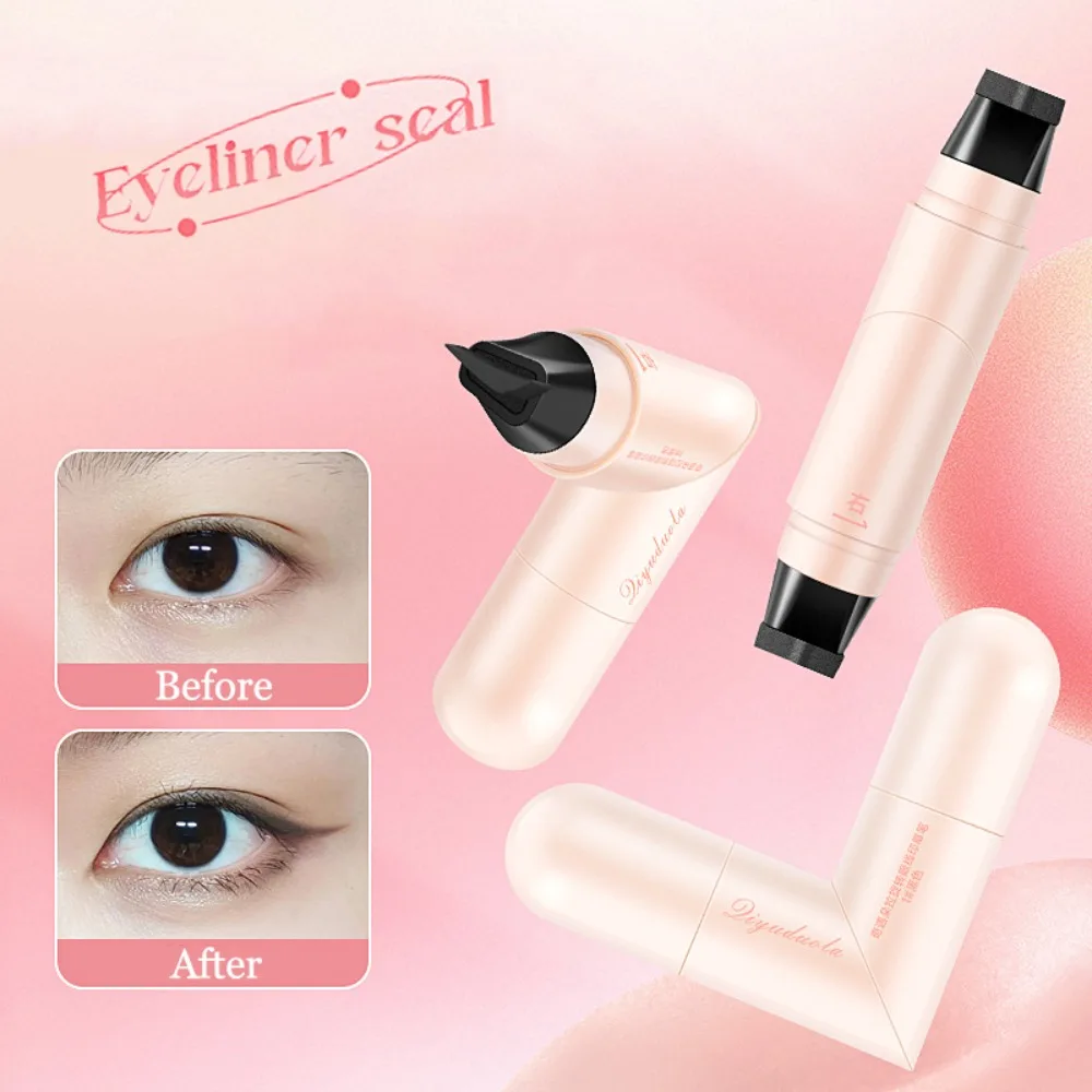 2pcs Beauty Matte Rotatable Eyeliner Stamp Waterproof Quick Dry Liquid Eye Liner Pen Drawing Pen Long Lasting Eyeliner Seal Gift