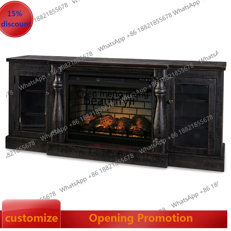 

S7486 ss American Grille Black Fireplace Mantel Living Room Decoration Entrance Cabinet Background Wall TV Cabinet Floor Cabinet