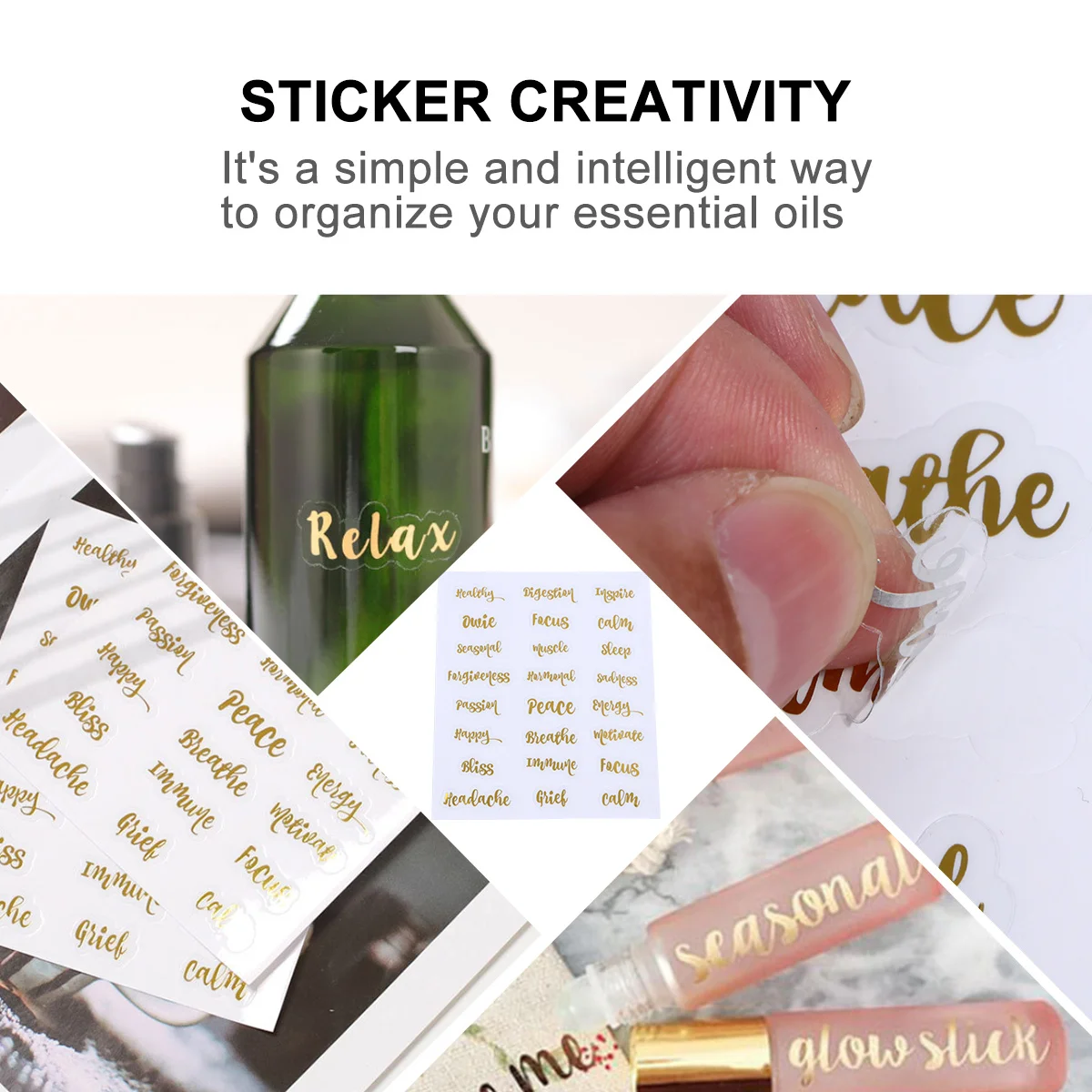 

Gold Letter Sticker Set 5pcs for Oil Bottle Labels Essential Oil Tag Stickers Handmade Aromatherapy Decor Labeling Supplies