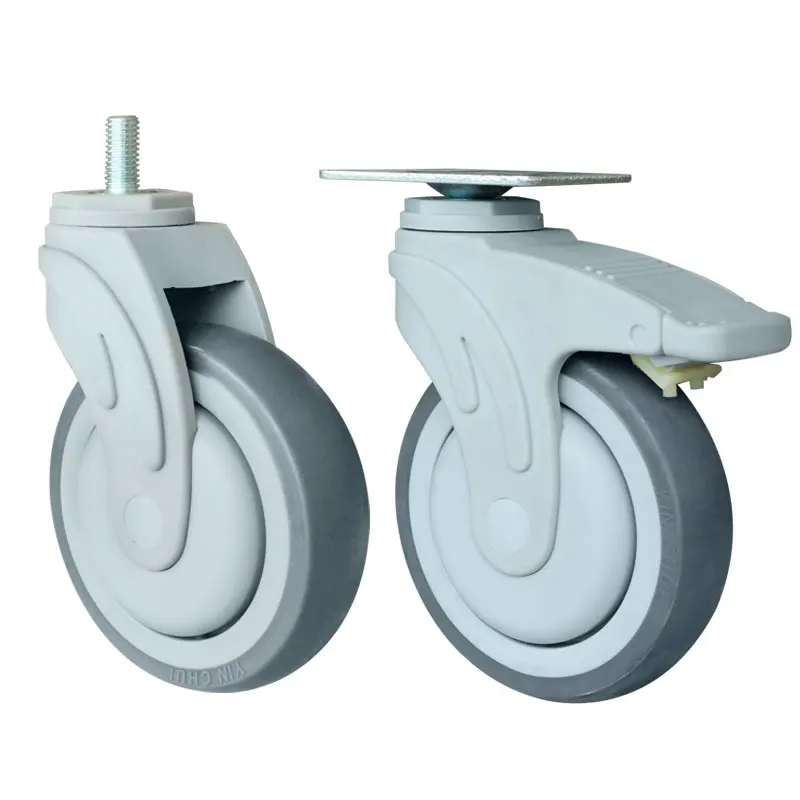 

1 pcs 4 Inch Medical Caster Screw Insert Ultra-quiet Brake Rubber Wheel Medical Universal Trolley Wheel