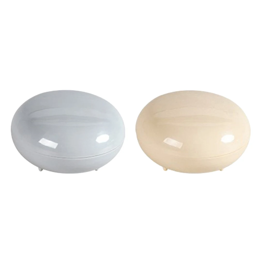 

2Pcs Soap Box Portable Plastic Waterproof Seal Removable Lid Travel Gym Bathroom Storage Container Round Gray Apricot Large Soap