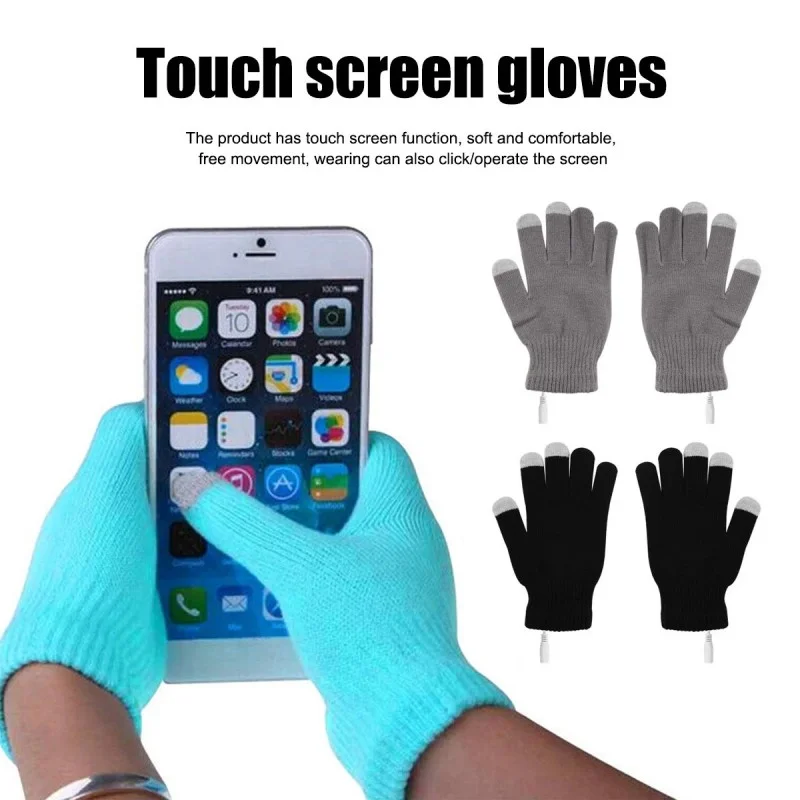 

USB Electric Heated Gloves Full Finger Non-Slip Touch Screen Glove Windproof Thicken Thermal Knitting Mitts For Outdoor Cycling