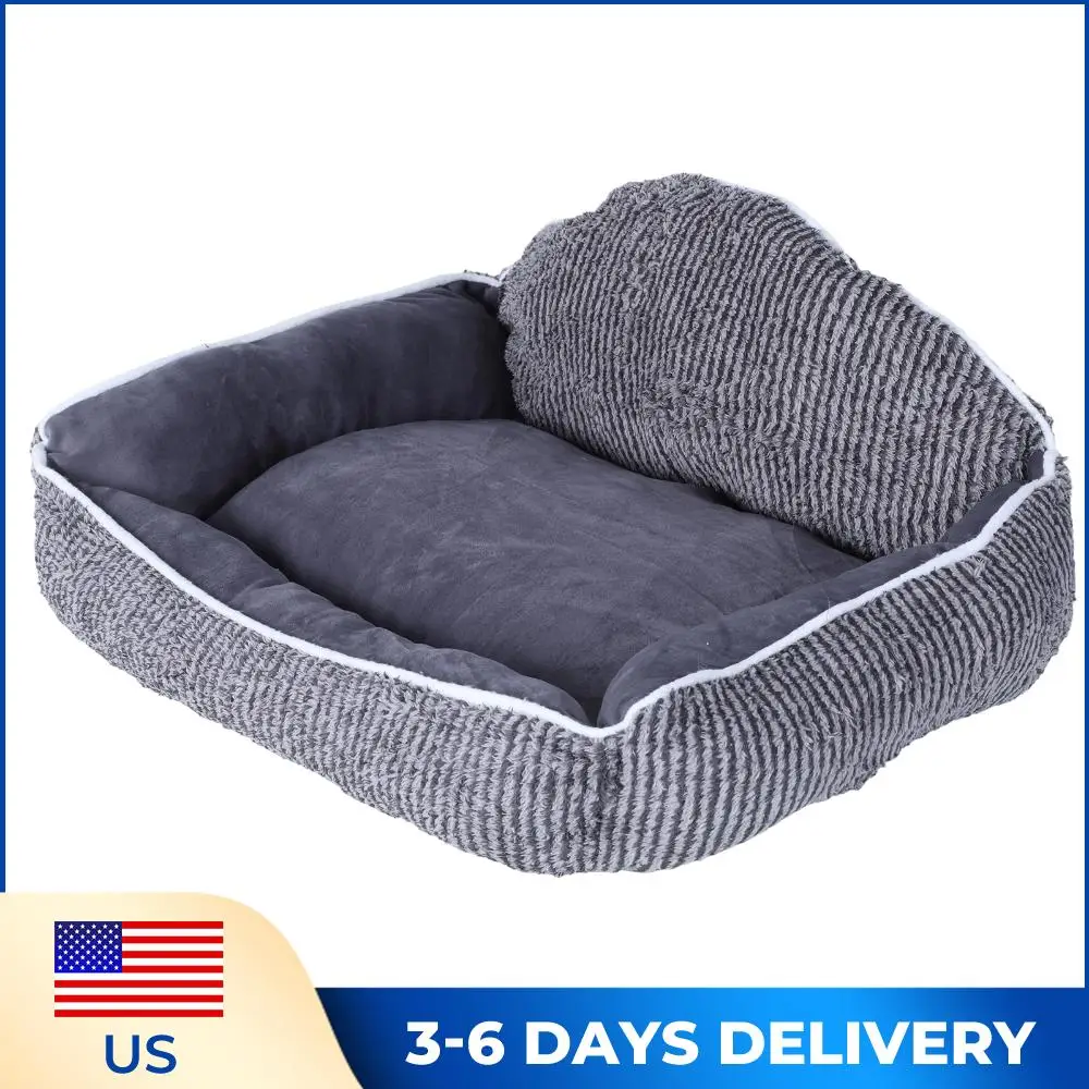 

Плюшевая полосатая лежанка-домик для кошек и собак, полукруглая, с дизайном в виде ракушки, машинная стирка, для сна в помещении