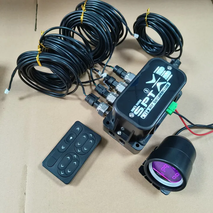 

Car Air Suspension Complete Kits Wireless Remote Control Valve Block and Five Seents Air Ride Management 1/8 NPT Sensor Kits