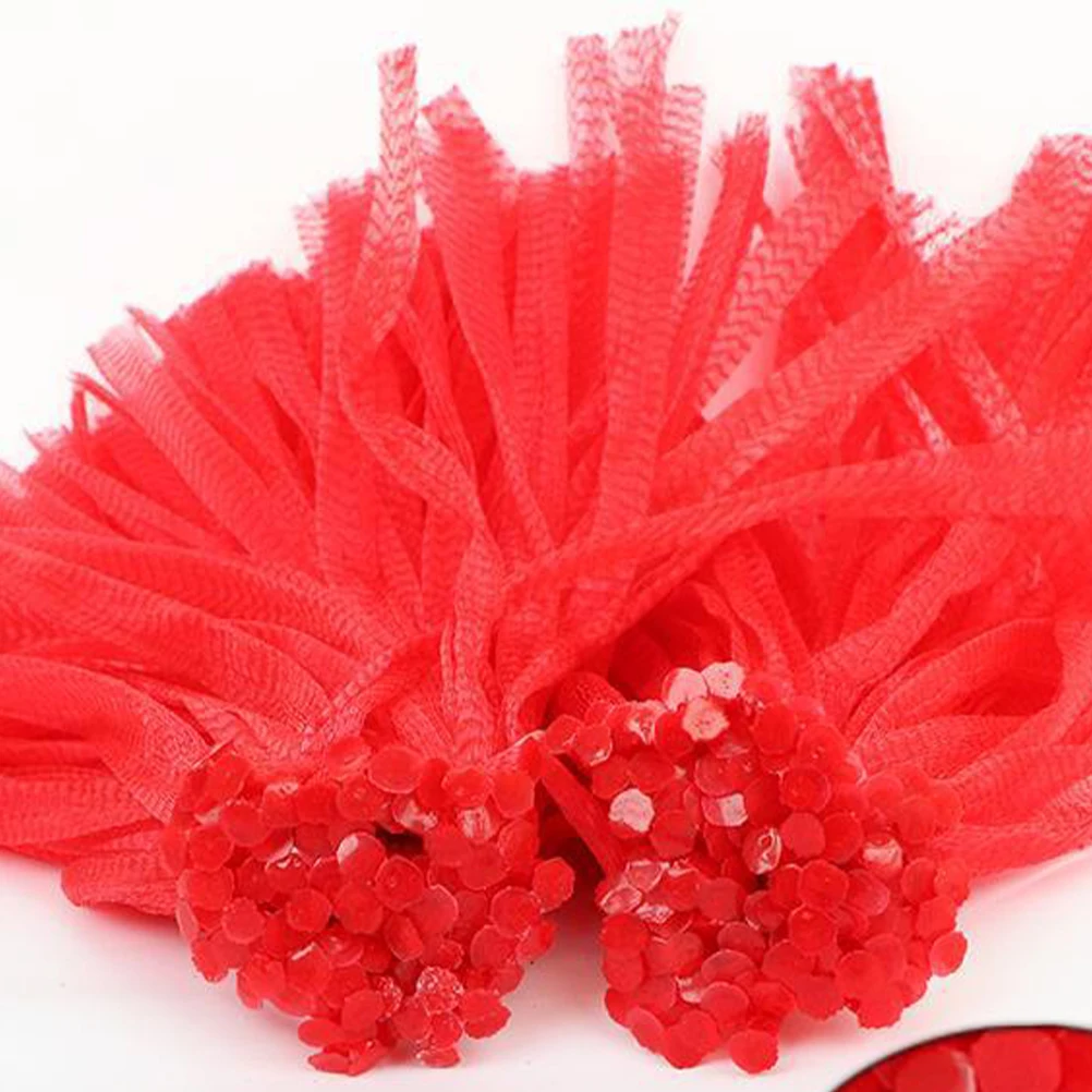 

100pcs Watermelon Mesh Bag 35Cm Net Storage Bag For Fruit Vegetable Outdoor Portable Shopping Pouch String Closure Red