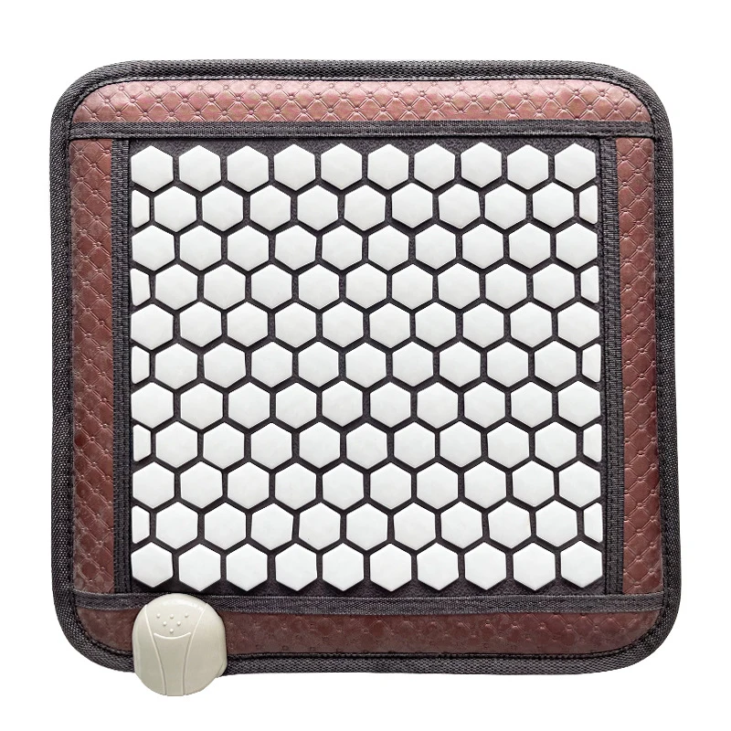 White hexagonal germanium stone tourmaline heating cushion, far-infrared chair pad and back cushion, suitable for all seasons, e
