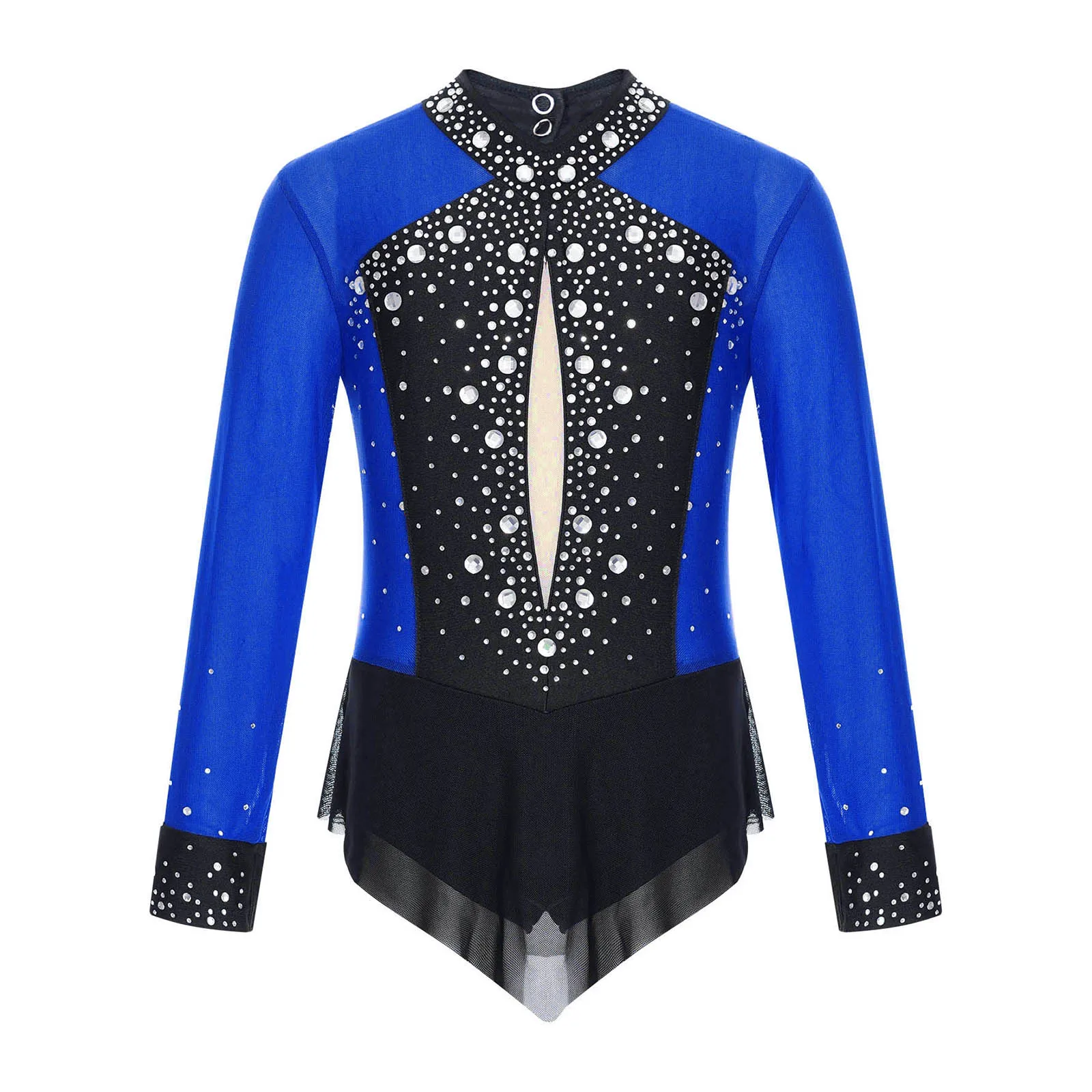 Kids Girls Glittery Rhinestones Fringe Gymnastics Leotard Figure Skating Ballet Jersey Dance Costume Tassel Skirted Bodysuit