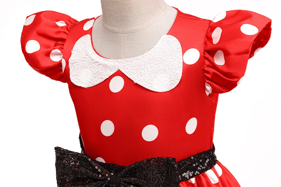 Mädchen Polka Dot Prinzessinnenkleid Baby Festliches Geburtstagsparty-Outfit Kleinkind Minnie Cosplay Karneval Halloween Aufführungs-Kostüme – Detail 5