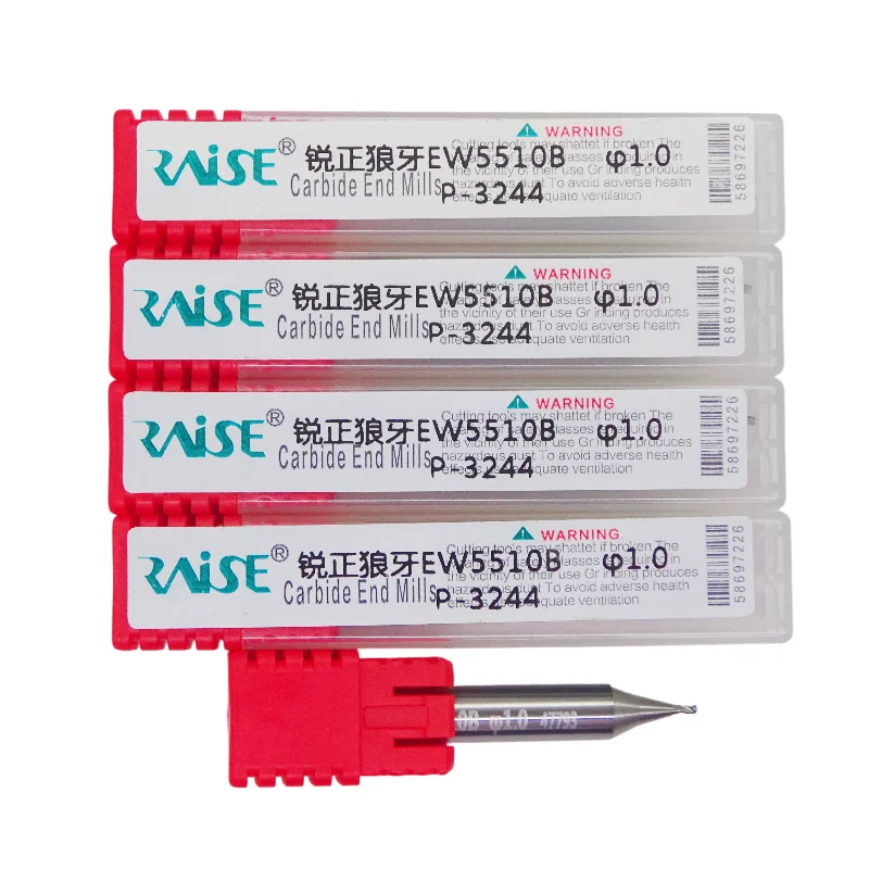 Raise Carbide End Mills 1.0mm EW5510B Cutter Resistant to Breakage for Wenxing DEFU JZ Goso 368A 998A Models Locksmith Tools