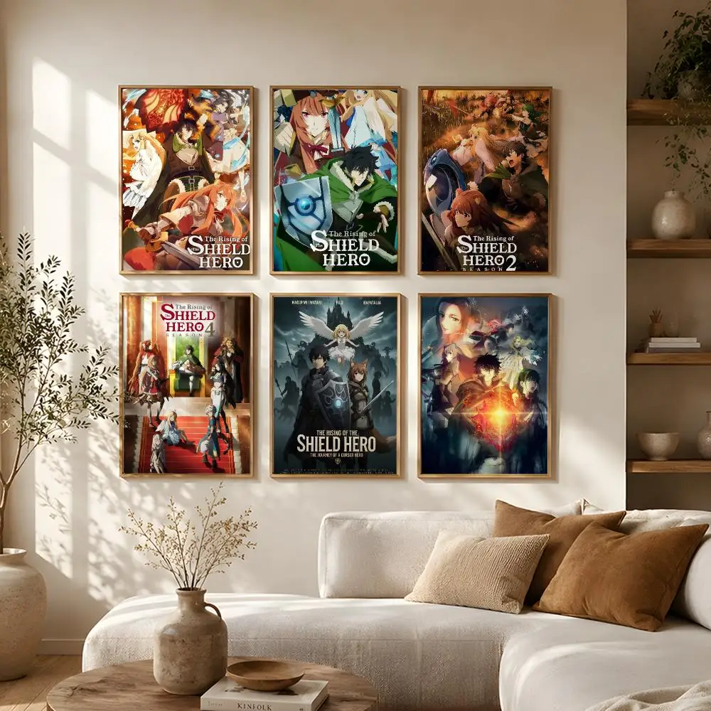 Anime The Rising of the Shield Hero Poster Self-Adhesive HD Mural Wall Decals, Living Room Bedroom Home Decor Gift