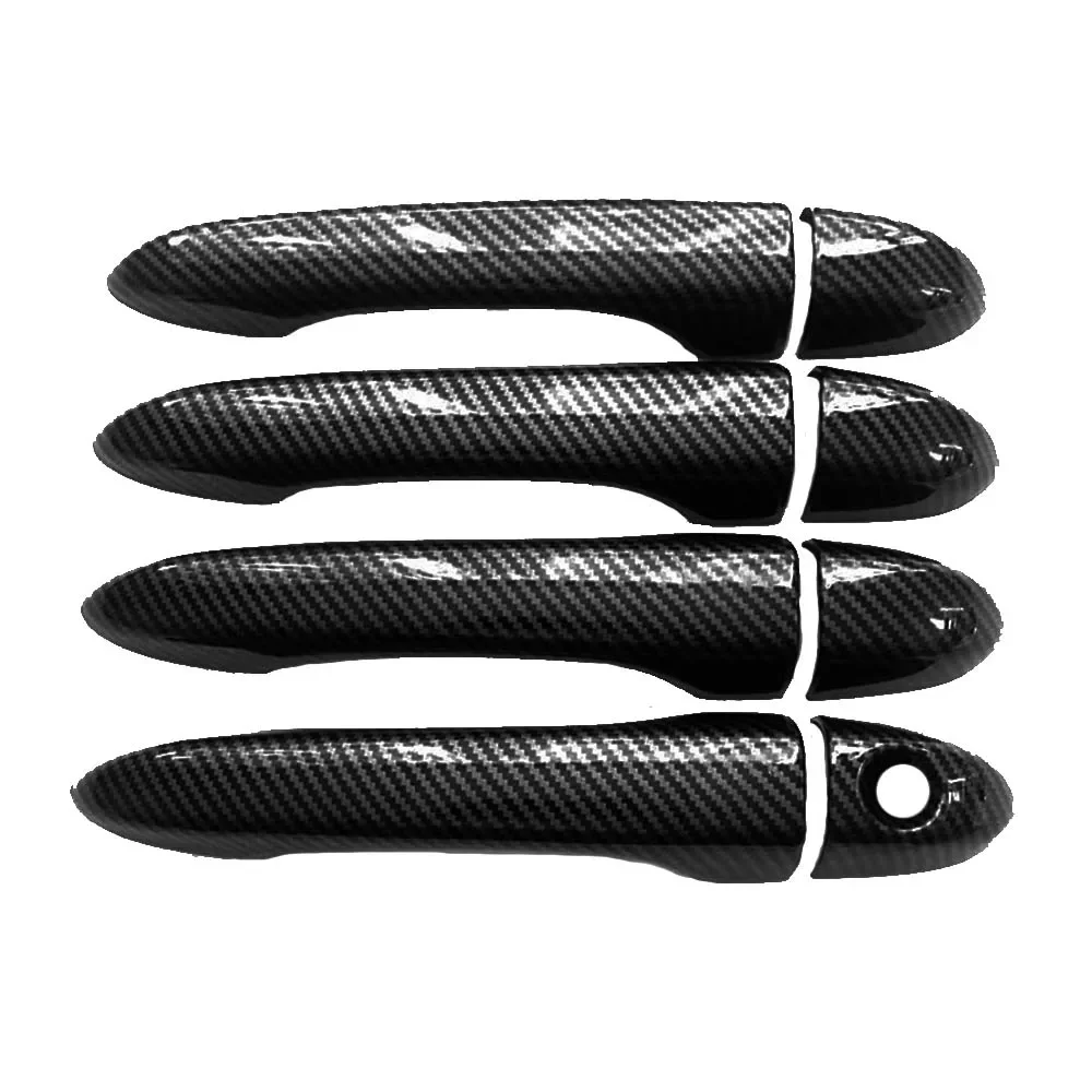 Car Decoration Door Bowl Handle Cover For JEEP Cherokee Compass 2015-2023 Carbon Fiber Glossy Black Chrome Silver Accessories view 2