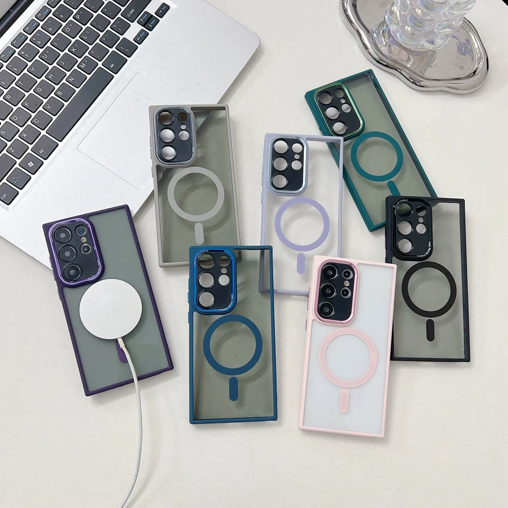 Camera Protection Magnetic Magsafe Phone Case For Samsung Galaxy S25 S24 S23 Ultra S24 Plus S20 S21 FE A55 A15 A25 A35 A54 Cover