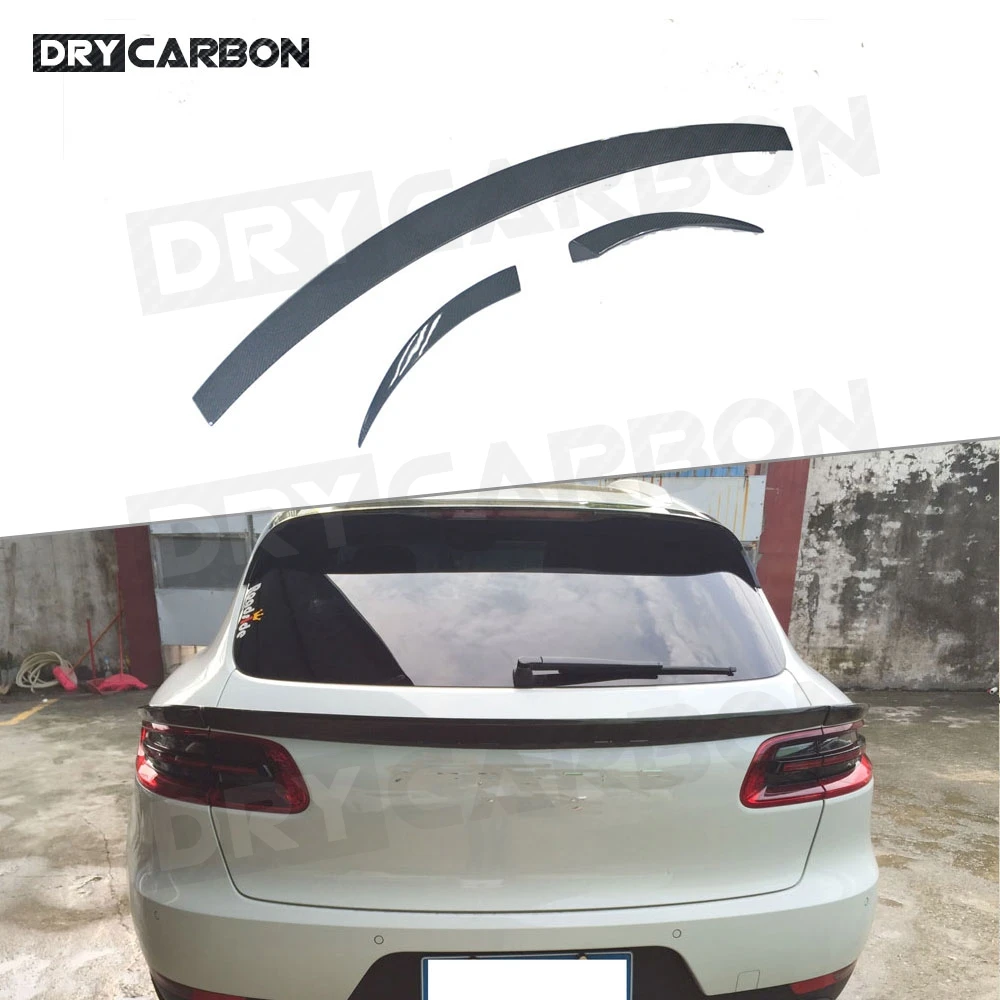 

3PCS/Set Carbon Fiber Car Rear Middle Spoiler for Porsche Macan Spoiler 2014 -2018 FRP Back Trunk Waist Trims Car Styling