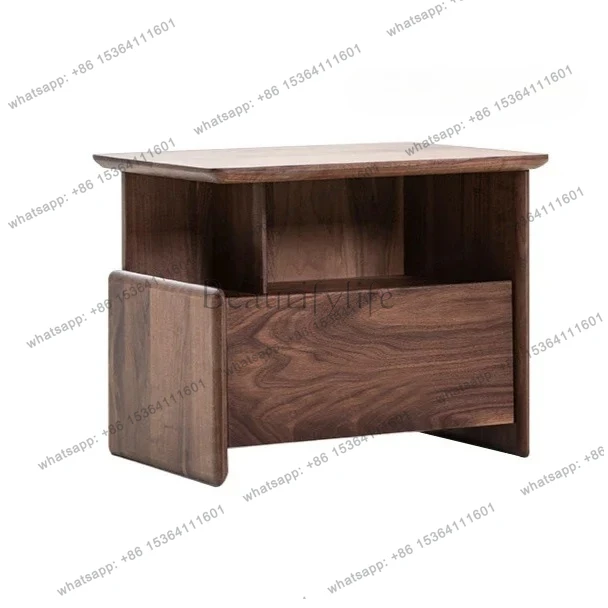 

44North American black walnut log bedside table Nordic all solid wood bedside small apartment storage side few lockers