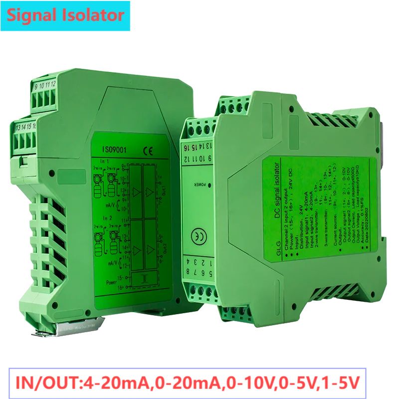 

4-20mA to 0-10V Signal Isolator 1 in 1 out Analog DC Signal Isolation 1 in 2 out Galvanic Signal Isolator Converter 2 in 2 out