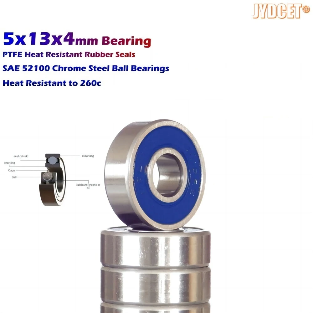 

5x13x4mm Bearings MR695-2RS - Rubber Seals - Precision High Speed Bearing for RC Car Boat Plane fishing reels