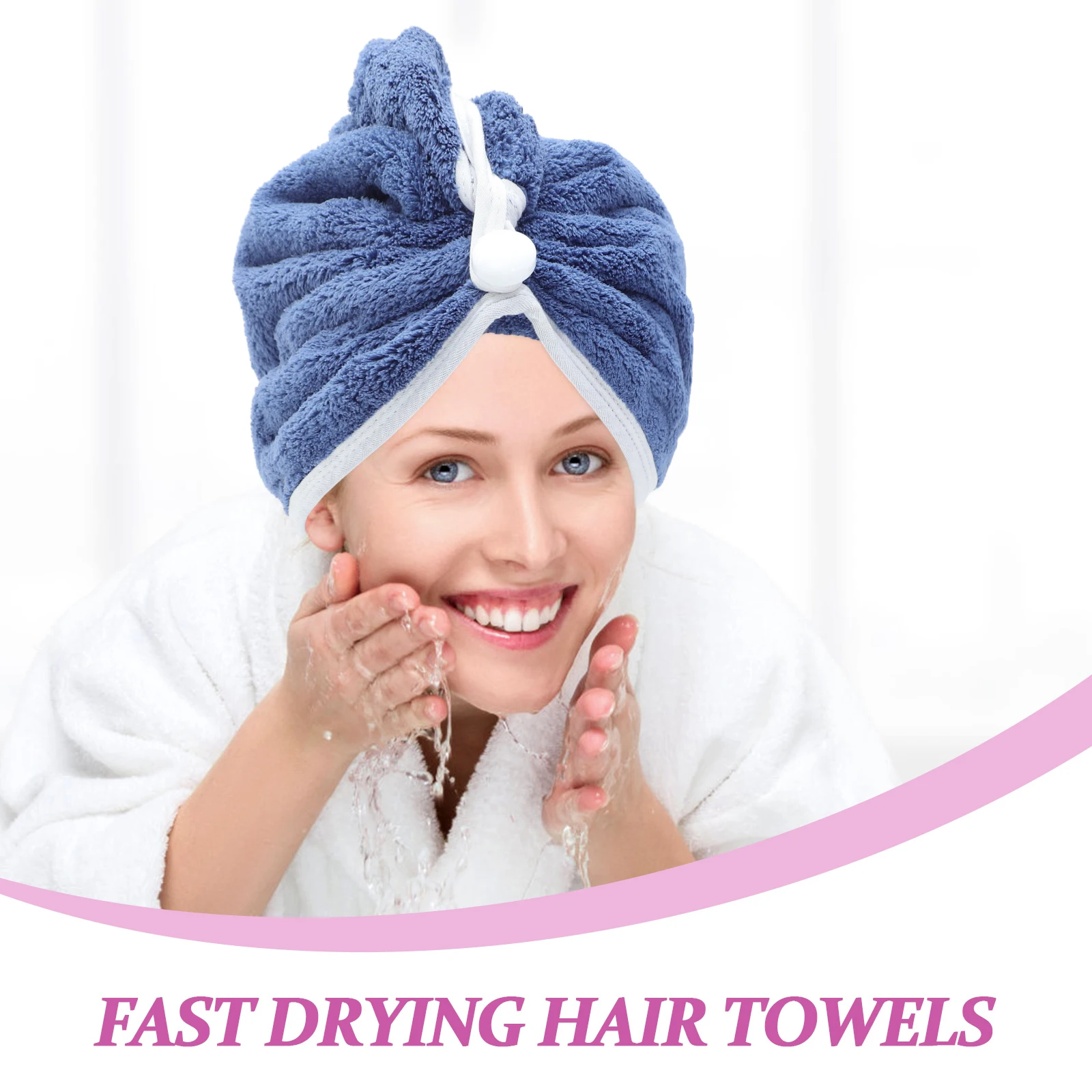 2 Buah Handuk Pengering Rambut Wanita Penyerap Air, Pembungkus Kepala Cepat Kering, Tekstur Lembut Nyaman, Handuk Rambut, Pembungkus Kepala untuk Wanita