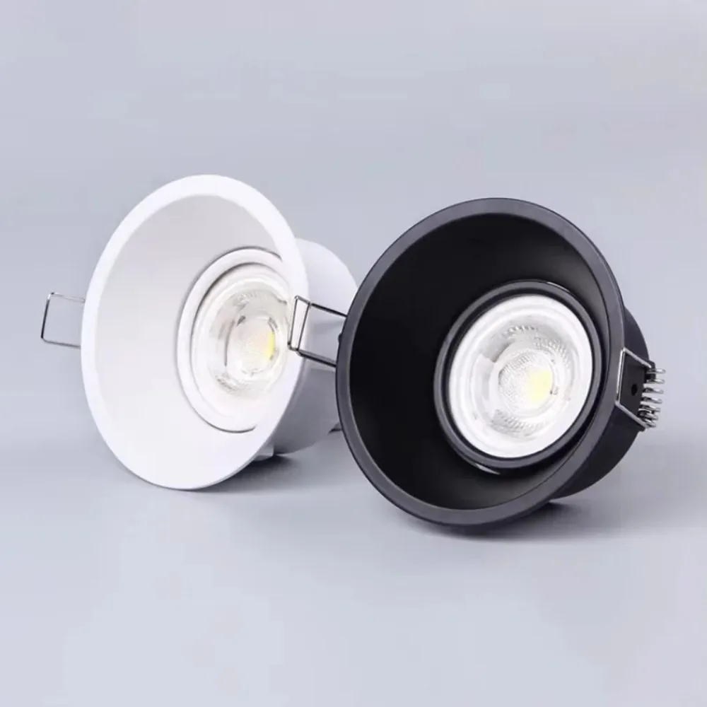 1/5PCS Round Black White Ceiling Downlight Recessed Spot Light Adjustable GU10 MR16 Bulb Holder Lighting Fixture for Ceilings