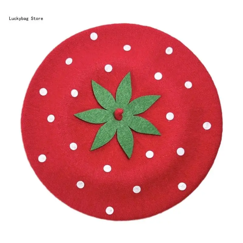 Unisex Strawberry Cabbie Hat Painter Hat for Photography Props Kids