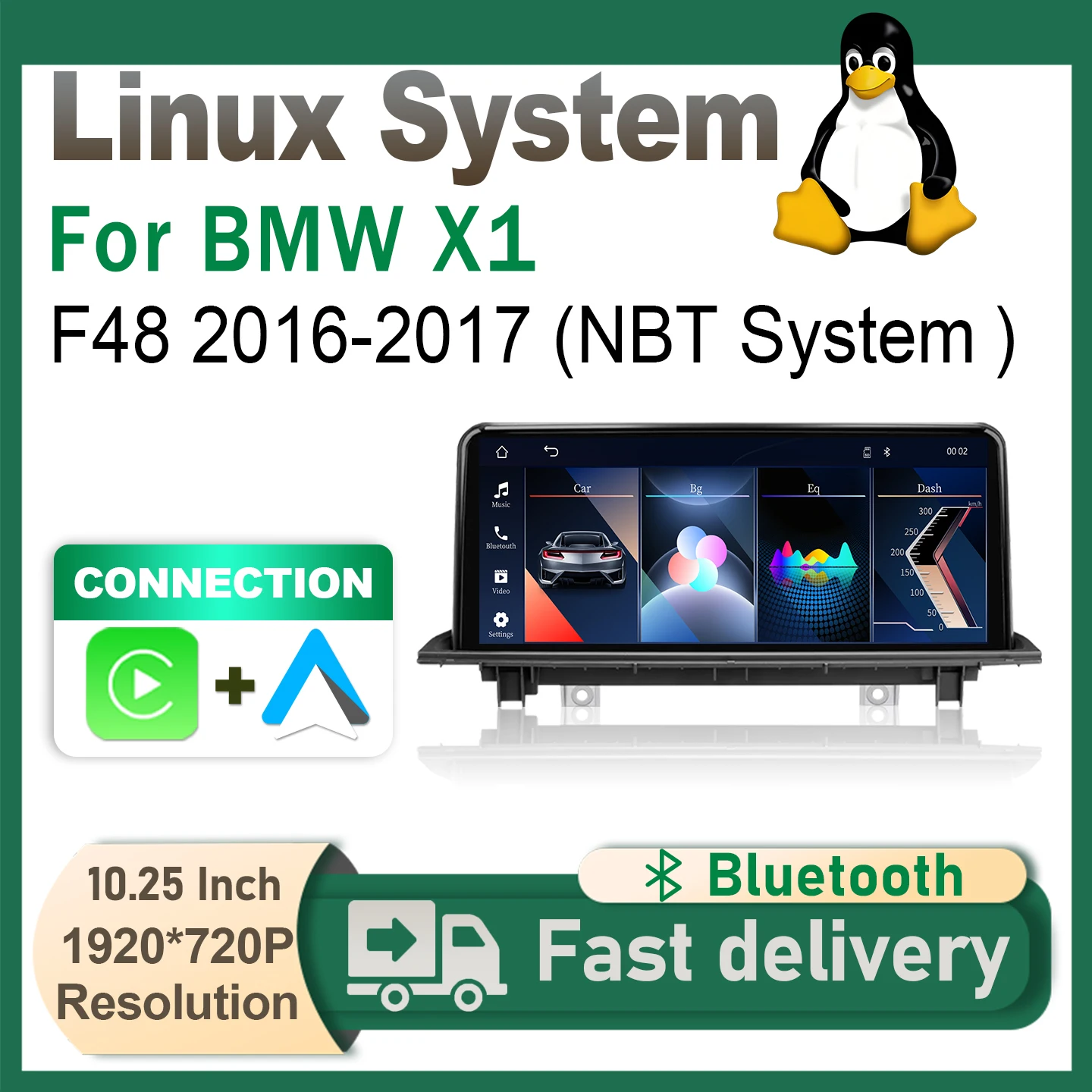 Linux-System Wireless CarPlay für BMW X1 F48 2016-2017 NBT Android Auto 10,25' Touchscreen Multimedia Bluetooth-Player