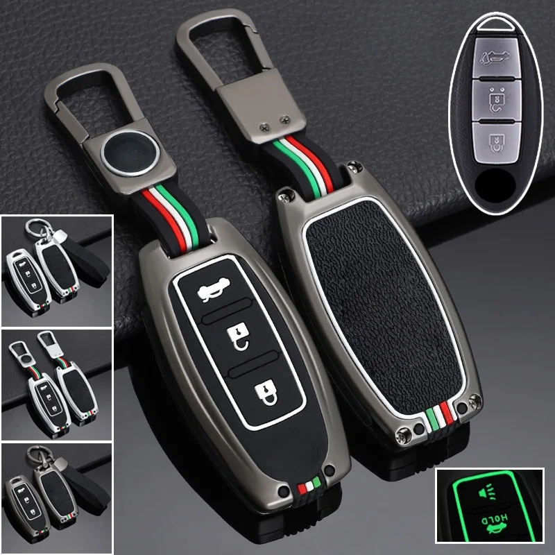 zinc-alloy-silicone-car-key-fob-cover-case-bag-for-nissan-titan-rogue-qashqai-leaf-cube-quest-march-micra-k13-juke-f15-note-370z