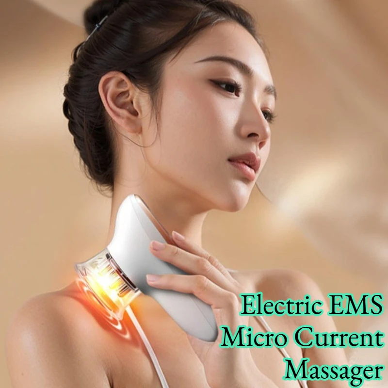 Electric EMS Micro Current Massage Instrument Heating Push Fat Scraping Instrument Portable Meridian Brush Beauty Cupping Device