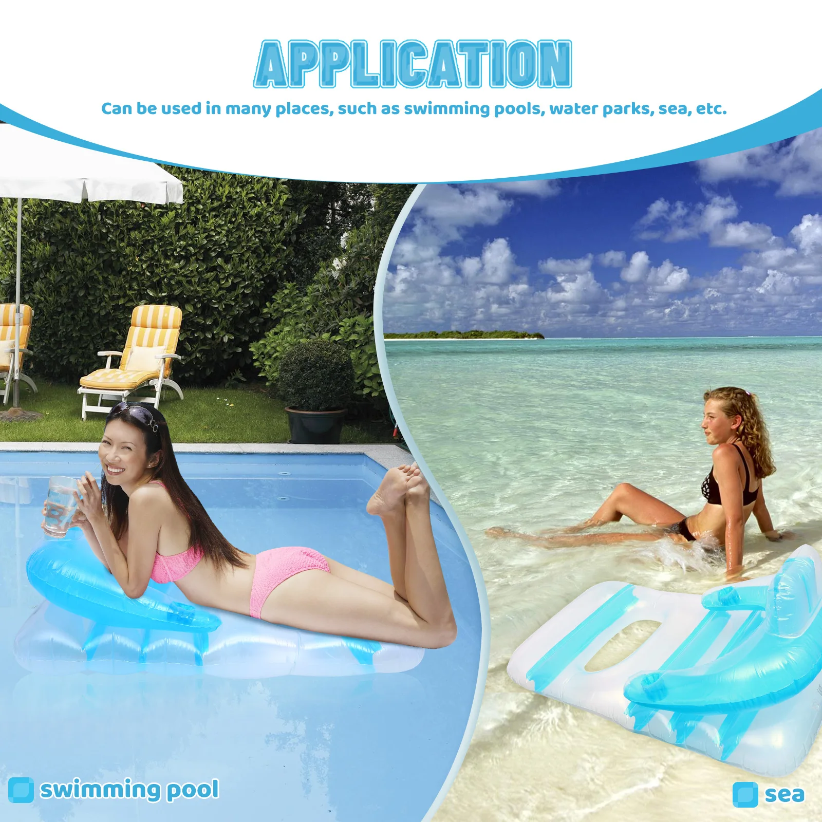 Lit pneumatique avec accoudoir, Protection de l'environnement, tapis flottant gonflable de natation en Pvc