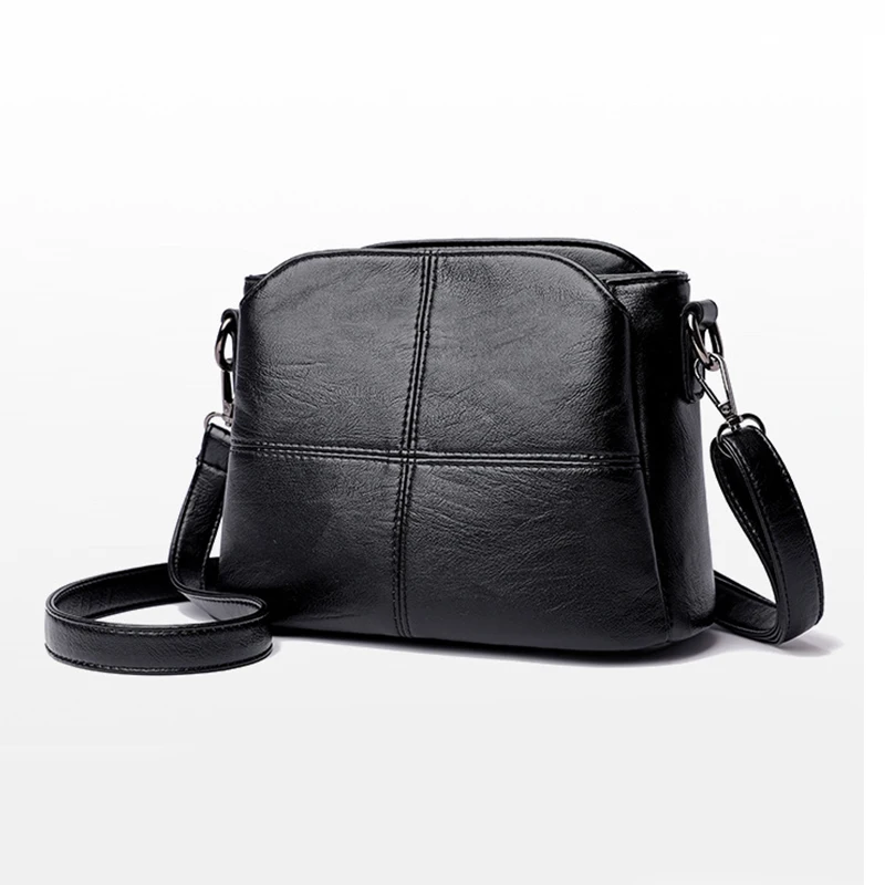 Vintage frauen Weiche PU Leder Schulter Tasche Platz Einfarbig Umhängetasche Mittleren Alters Weibliche Neue Große Dame Messenger Taschen – Detail 21