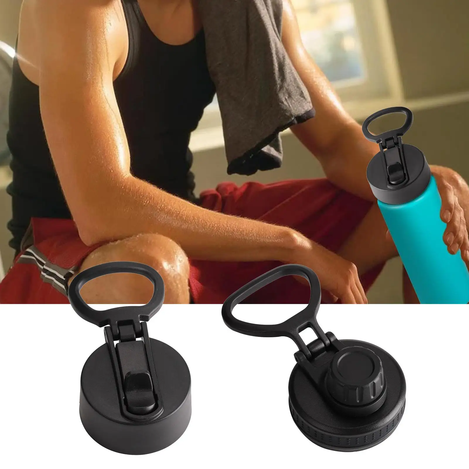 Leak-proof Wide Mouth Water Bottle Lid Replacement Non-Slip Handle Large Cup Topper Accessories Fit Most Sports Bottles