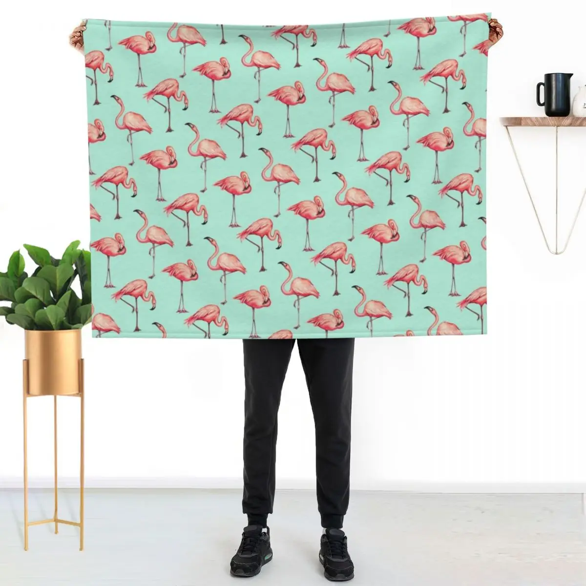 Flamingo Pattern - Blue Throw Blanket Soft Comfort Blanket for Reading Watching TV