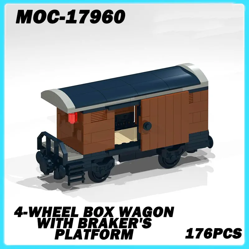 

MOC-17960 Mini Train Series 4-Wheel Box Wagon with Braker's Platform Education Originality Model Brick Puzzle Toy Birthday Gifts