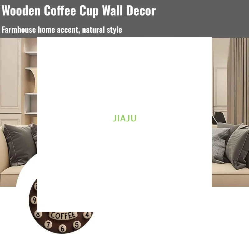 ~Fresh Brewed Hot Choco Coffee Decorative Wall Hanging Round ClockCreative Wooden Coffee Cup Hanging Sign 2D Wall Decoration