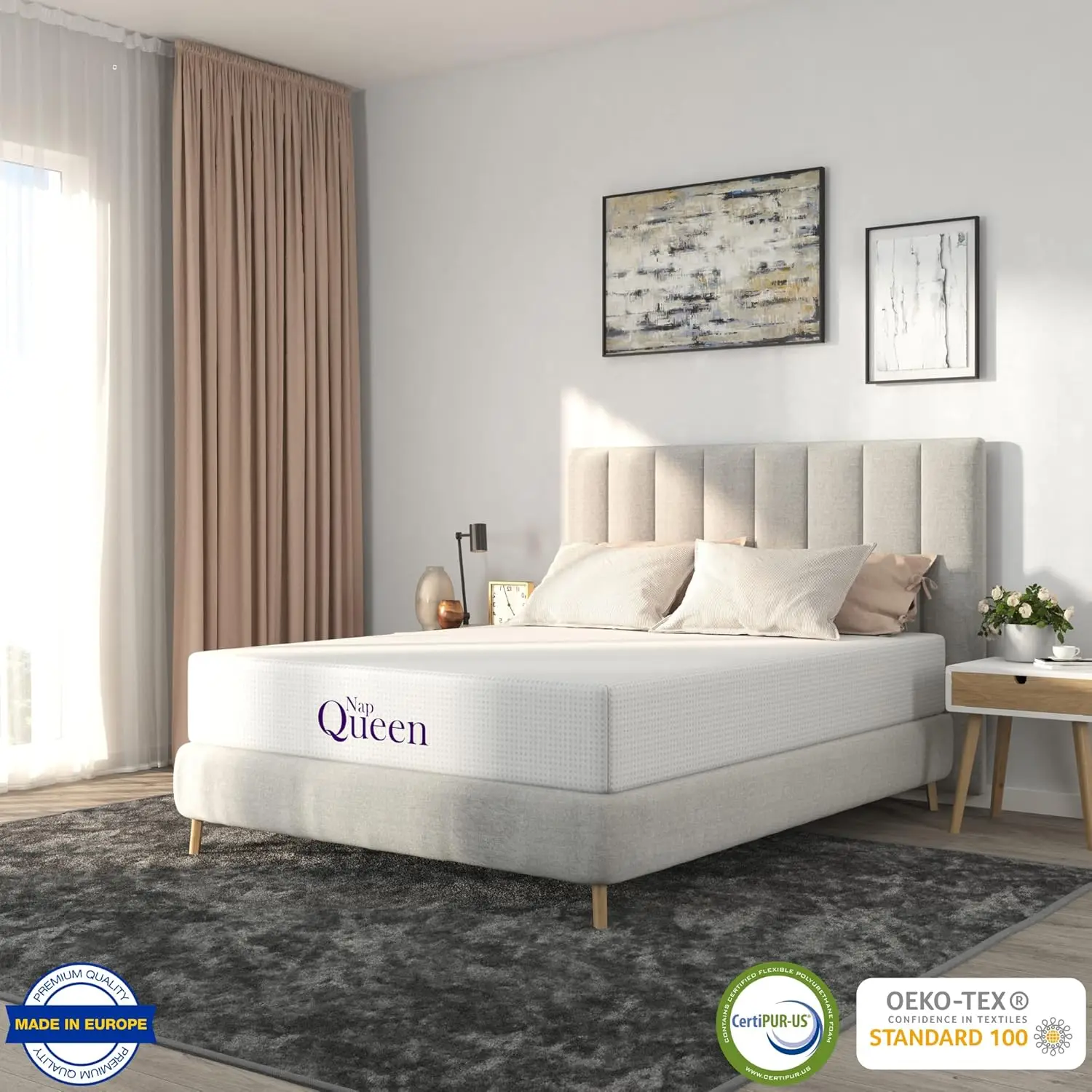 Queen Mattress, 6 Inch Charcoal Memory Foam Mattress, Queen Bed Mattress in a Box, CertiPUR-US Certified, Medium Firm