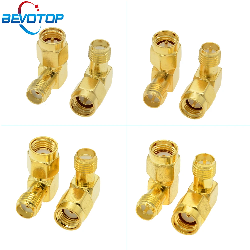 BEVOTOP 2 PCS/lot SMA to SMA Connector 90 Degree Right Angle SMA Male to Female Adapter for WIFI Antenna / FPV RF Connector