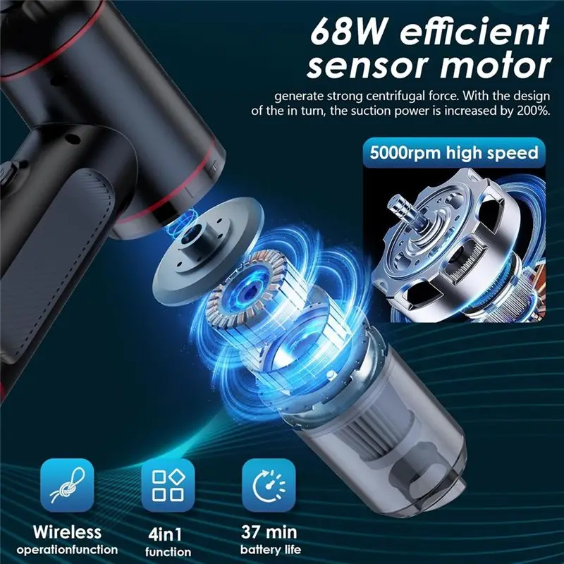 B01C-Cordless Handheld Vacuum Cleaner, Car Vacuum Cleaner, Vacuum Cleaner Blower Vacuum Pump 3-In-1, For Pets, Cars
