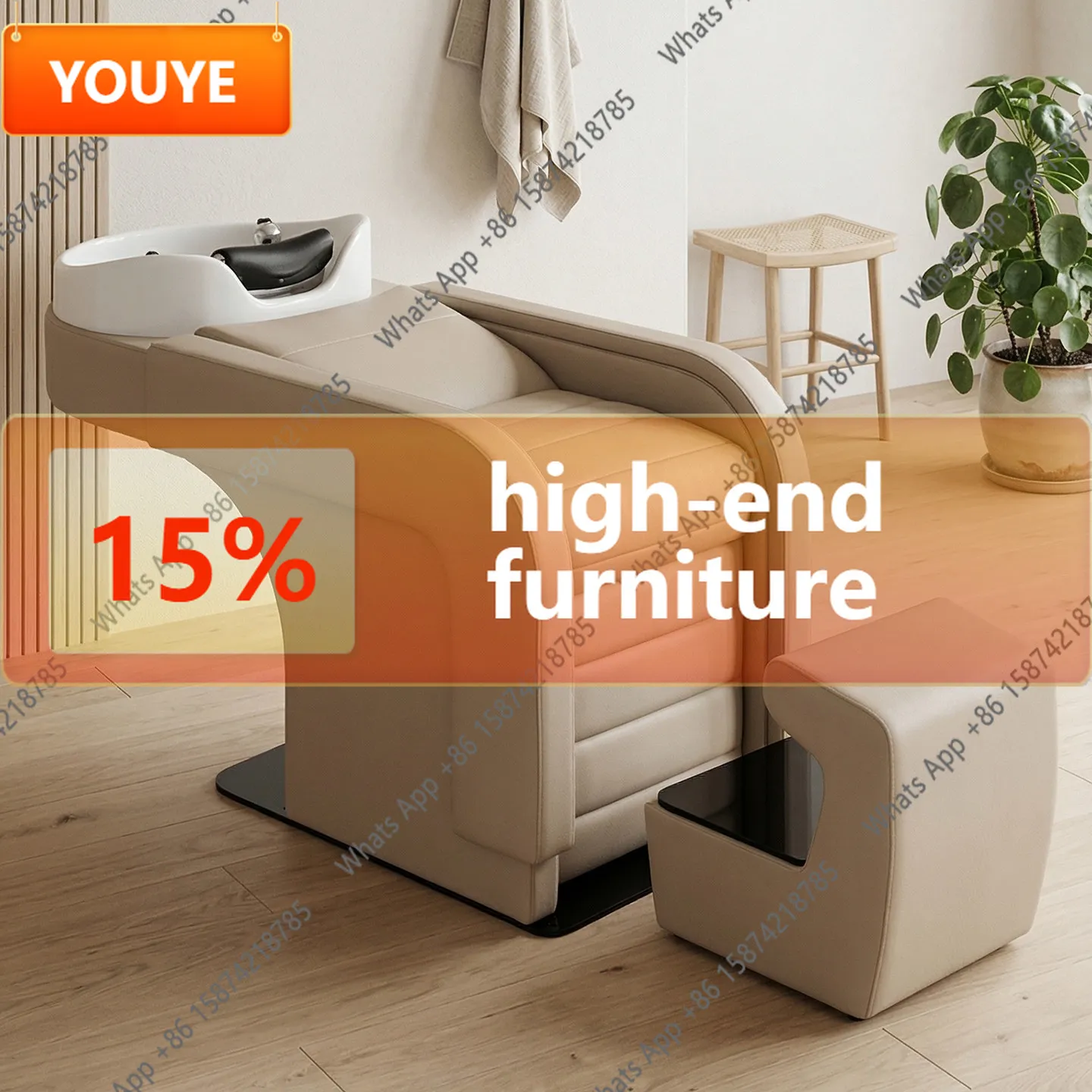 Kk Hair Salon Special Modern Simple Shampoo Bed Hair Bed Semi-reclining Ceramic Basin Beauty Salon Barber Shop Flush Bed