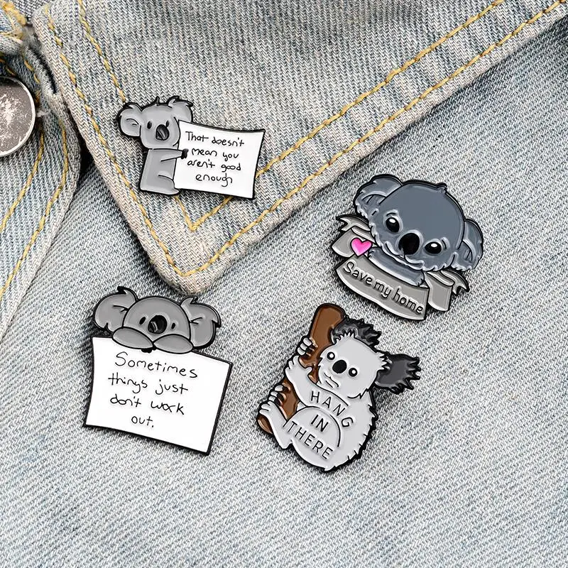 Save My Home Enamel Pin Custom Cartoon Koala Bear Tips Brooches Badge for Bag Lapel Pin Buckle Animal Jewelry Gift for Friend