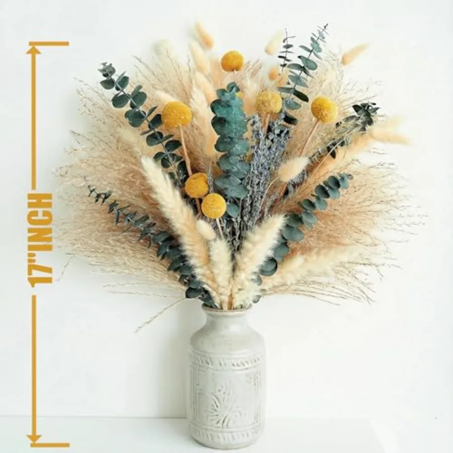 Dried Pampas Grass Bouquet Boho Pampas Grass Decor for Home, Vase Fillers and Wedding — Natural Dried Flowers, Tall Pampas Gras view 3