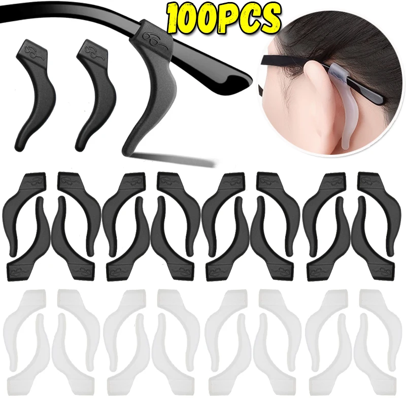 10/20/100pcs Silicone Anti-slip Ear Hooks Women Men Antiskid Glasses Leg Ear Sleeve Clear Anti-fall Eyewear Holder Accessories