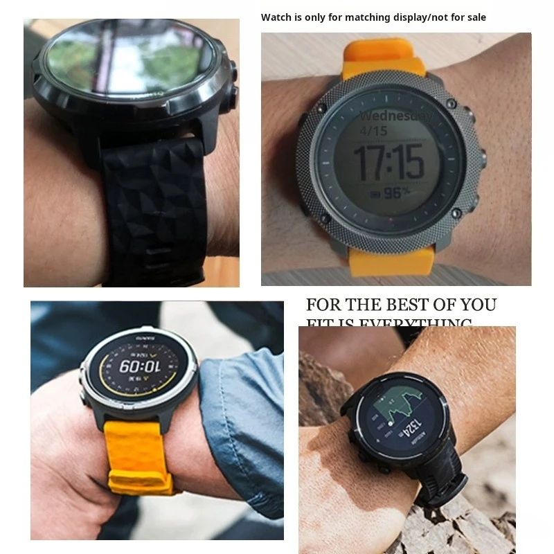 Para suunto 7 d5 9 traverse alpha spartan pulseira de relógio 24mm hr baro silicone fecho esportes pulseira de borracha à prova dwaterproof água fecho aço